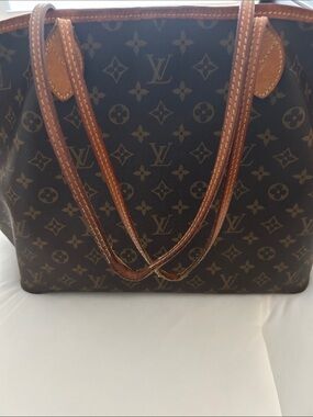 Authentic Louis Vuitton Monogram Tote Neverfull in Brown with Tan Trim